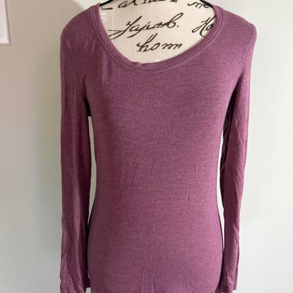 Jockey Womens Small Purple Long Sleeve Scoop Neck Modal Blend Basic T-Shirt Top